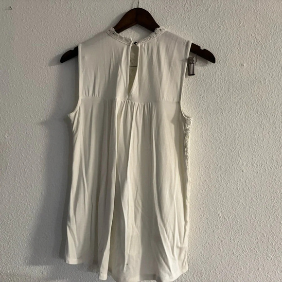 Lace Panel White Floral Halter Neck Top Boho Chic Cottagecore Prairie Medium - Picture 9 of 11